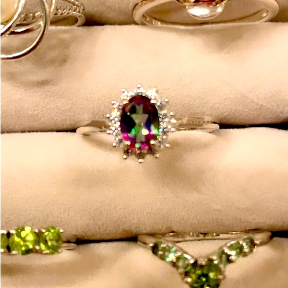 14K gold sterling silver mystic topaz New Ring 8